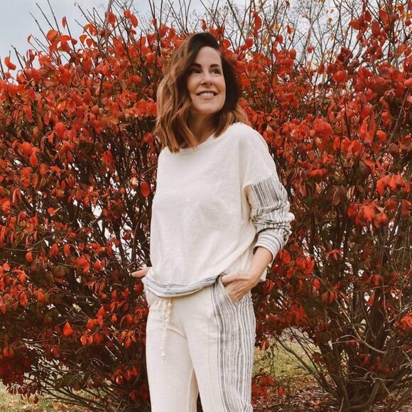 Eva Franco Chia Zen Stripe Sweatshirt Stripe 100% Cotton - Picture 2 of 9